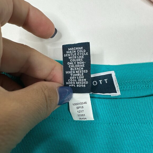 2/$24 Karen Scott Sport Cuffed Sleeve Shift Dress Teal Small #A0346 TRB2 - Picture 6 of 7